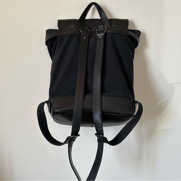 Still Nordic Jalen Large Canvas/Leather Backpack Laptop Bag in Black Unisex - Picture 2 of 15